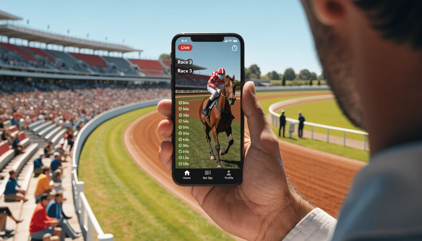 Smartphone showing live horse race betting