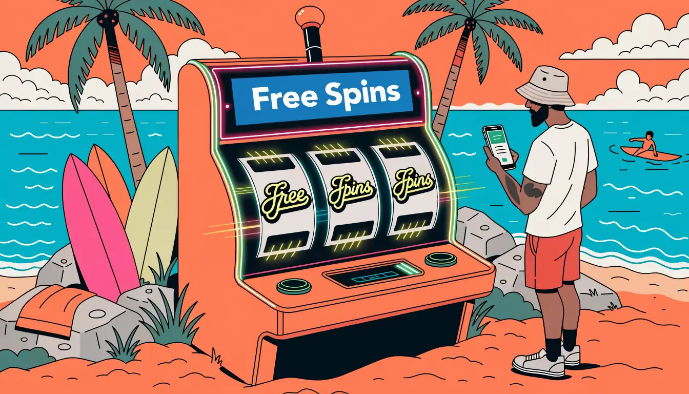 Slot machine with free spins on Australian beach
